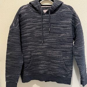 Prana Carin Hoodie Size S Gray Quilted Jacquard Pullover Sweatshirt Athleisure